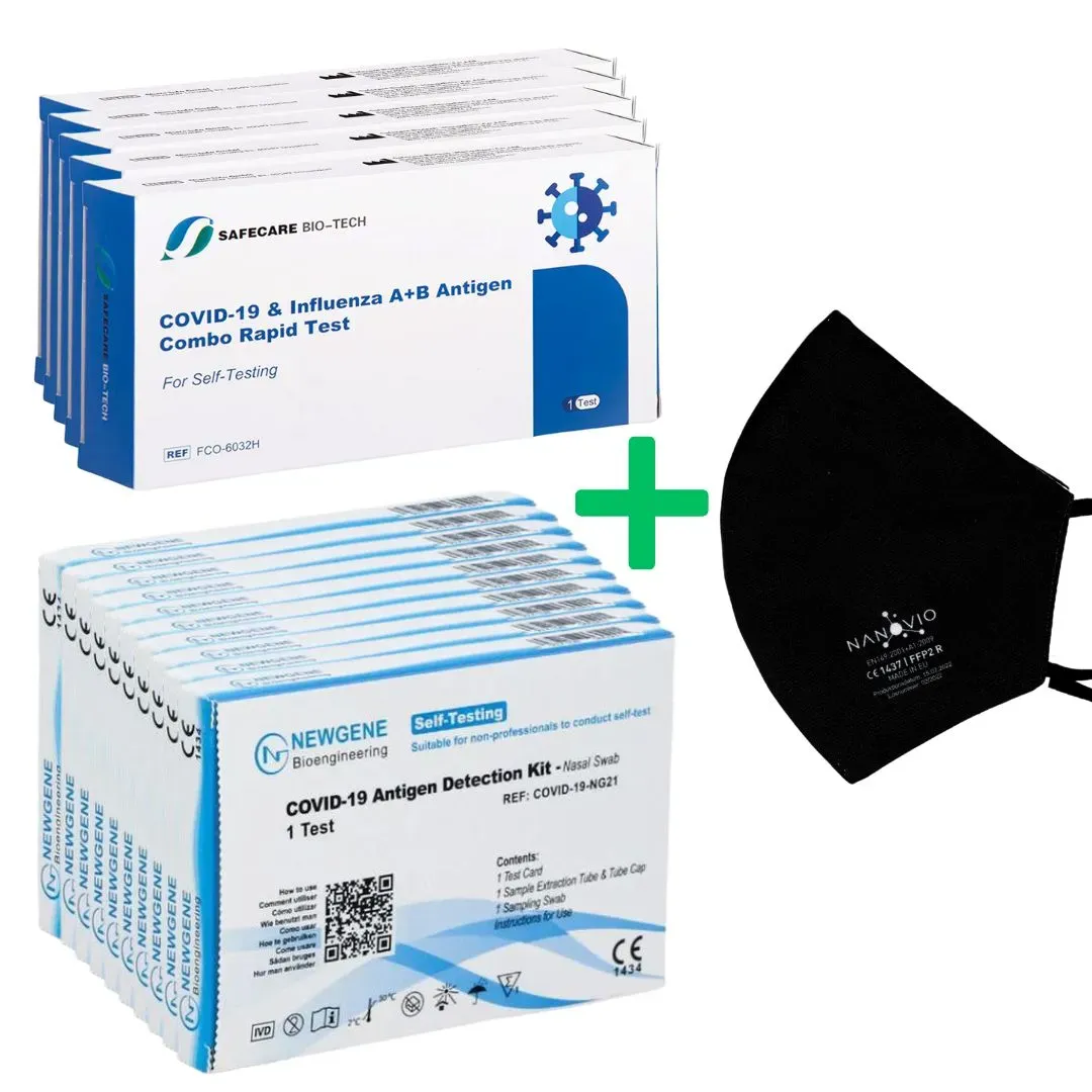 Covid-19 4in1 Aktion + Influenza A+B Antigen 15er Combo Gratis Nanovio Ffp2 Set 15 St