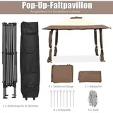 Costway - 4x4 m Pavillon mit Doppeldach, Partyzelt aus Oxford-Gewebe und Metall, inkl. mit Tragetasche, Gartenpavillon für Garten Party Hochzeit