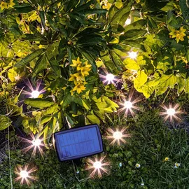 Spetebo Solarleuchte schwarz 10er Set Mini Gartenstrahler warm weiß