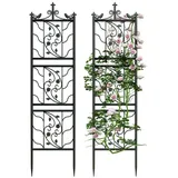 unho Rankgitter Metall, 2er Set, rostfrei Rankhilfe für Kletterpflanzen, 195 x 50 cm, Spalier Garten, Gartendeko Schwarz