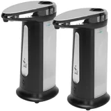Casativo Seifenspender Sensor Seifenspender automatisch kontaktlos 400ml Infrarot Edelstahl, (2-tlg), tropffreie Dosierung/Infrarot-Sensorik/Sichtfenster-Anzeige schwarz