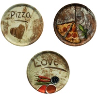 3er Set Pizzateller 31cm Flour 1x Olive + 1x Salami + 1x Lieblingspizza