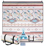 Boho Picknickdecke 200x200 - Picknickdecke groß - Stranddecke XXL - Beige