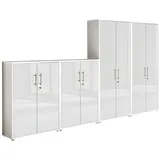 moebel-dich-auf Aktenschrank OFFICE EDITION (Set 54, 2x Aktenschrank niedrig + 2x Aktenschrank hoch) abschließbar, Metallgriffe weiß