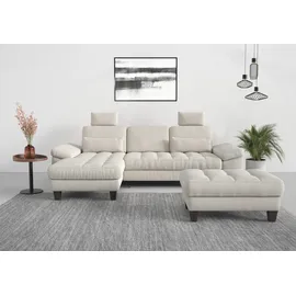 sit&more Ecksofa SIT & MORE "Westham L-Form", beige (creme), B:275cm H:88cm T:172cm, 90% Polyester 10% Polyamid, Sofas, Ecksofa, Recamiere, mit oder ohne Bettfunktion, Bettkasten, Füße wengefarben