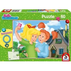 SCHMIDT 56424 Kinderpuzzle Selfie, 60 Teile + Haargummi