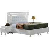 Xlmoebel Schlafzimmer-Set Designer Doppelbett mit 2 Nachttischen - Vollständiges weißes, (3-tlg., Set 3tlg Schlafzimmer (Bett + 2x Nachttische), Hergestellt in Europa weiß