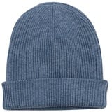 Yanopurna Strickmütze Kaschmir Mütze Beanie gerippt mit Umschlag blau