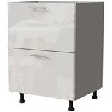Feldmann-Wohnen Auszugsunterschrank Essen (D2A/60/1A, 2 Schubladen + Innenschublade, HETTICH InnoTech Atira, 1-St., moderne Optik, lackierte Fronten) 60x50x82cm grau - weiß Hochglanz (ES-D2A/60/1A) grau
