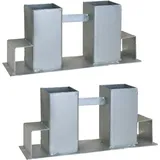 Baumarktplus 2er Set Holzstapelhilfe feuerverzinkter Stahl 34 x 10 x 15 cm Silber