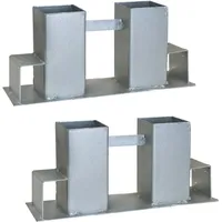 Baumarktplus 2er Set Holzstapelhilfe feuerverzinkter Stahl 34 x 10 x 15 cm Silber