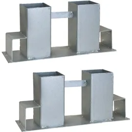 Baumarktplus 2er Set Holzstapelhilfe feuerverzinkter Stahl 34 x 10 x 15 cm Silber