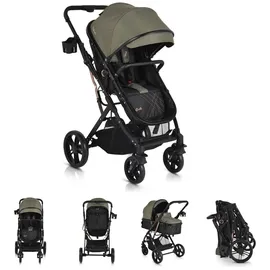 Moni Kombikinderwagen Rafaello 2 in 1, umbaubar, Sportsitz, Fußabdeckung, Tasche grün
