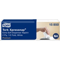 Tork 15850 Xpressnap Extra Soft Spenderserviette unbedruckt / Weiße Papierserviette für Serviettenspender N4 / 8x1000 Stück