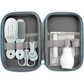 Philips AVENT Babypflege-Set – Starter-Set mit 9 Zubehörteilen: Nagelknipser, Schere, 3 Nagelfeilen, Kamm, Haarbürste, Nasensauger und Fingerzahnbürste (Modell SCH401/00)