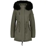 Alife & Kickin Winterjacke ALIFE & KICKIN "Damen KierseyAK A Winterjacke, gefütterte Jacke", Damen, Gr. M, grün (olive drab), 100% Polyester, Jacken Winterjacke, Kurzer Mantel mit weichem Teddy-Innenfutter und abnehmbarer Kapuze