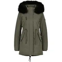 Alife & Kickin Winterjacke ALIFE & KICKIN "Damen KierseyAK A Winterjacke, gefütterte Jacke", Damen, Gr. M, grün (olive drab), 100% Polyester, Jacken Winterjacke, Kurzer Mantel mit weichem Teddy-Innenfutter und abnehmbarer Kapuze