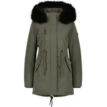 Alife & Kickin Winterjacke ALIFE & KICKIN "Damen KierseyAK A Winterjacke, gefütterte Jacke", Damen, Gr. M, grün (olive drab), 100% Polyester, Jacken Winterjacke, Kurzer Mantel mit weichem Teddy-Innenfutter und abnehmbarer Kapuze