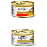 Gourmet Gold Katzenfutter 24er Mix-Pack (2 x 12 x 85g) Komposition Rind/Huhn und Häppchen Kalb