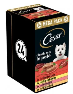 Cesar Classic Mix Paté multipack natvoer hond maaltijdkuipjes (150 g)  2 verpakkingen (48 x 150 g)