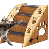 Haustiertreppe für Katzen, Haustiertreppe für das Bett | Hundetreppe Haustiertreppe Hunderampe - Hochbett-Kletterstufen für Hundebetten, rutschfeste Hundetreppe aus Holz für große/mittlere/kleine Hund