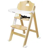 Lionelo Floris Holz-Hochstuhl – mitwachsender Kinderhochstuhl ab 6 Monaten bis 40 kg, verstellbares Sitz & Fußbrett, 5-Punkt-Gurt, abnehmbares Tablett, leicht zu reinigen