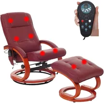 MCW Massagesessel Pescatori II rot 360° drehbar mit Hocker 80 x 100 x 80 cm