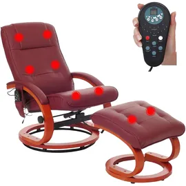 MCW Massagesessel Pescatori II rot 360° drehbar mit Hocker 80 x 100 x 80 cm