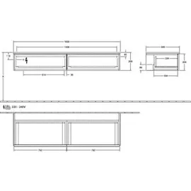 Villeroy & Boch Antao Sideboard 1600x268x500mm L42100HL mit Beleuchtung mit Struktur FK/AP: HL/0