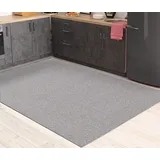 Mia ́s Teppiche Enya Moderner einfarbiger Teppich Wohnzimmer, für die Küche geeignet, Tufting, robuster Kurzflor mit Filz-Rücken, weich & pflegeleicht, Grau, 160 x 230 cm