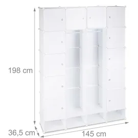 Relaxdays Kleiderschrank, weiß, transparent 145,0 x 36,5 x 198,0 cm