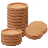 Korkuntersetzer Rund mit Rand, Kork Untersetzer Absorbierende HitzebestäNdige Runde Kork Untersetzer für die Meisten Tassen in Dem BüRo oder zu Hause (16PC-Khaki)