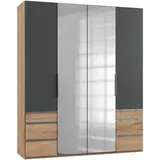 MID.YOU Drehtürenschrank 200cm 200 x 236 x 58 cm Graphit/Eiche