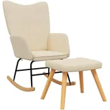 vidaXL Schaukelsessel mit Hocker Stoff 75 x 90 x 80 cm Creme