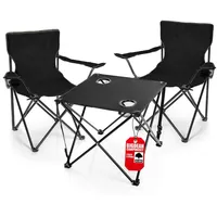BigDean Campingstuhl Set Faltbar Schwarz