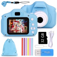 Faburo Digitales Kinder-Kamera mit SD-Karte, 32 GB, tragbare Kamera für Kinder, Digitalkamera, Kinder, Kamera, Kamera, Geburtstagsgeschenk für Kinder (Blau)