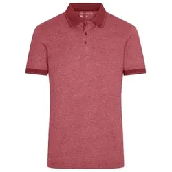 Herren Melange Poloshirt JN706, wein-rot-melange/wein-rot, Größe S - rot - S