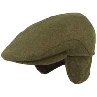 Breiter Schiebermütze Flatcap mit Ohrenklappen aus Wolle grün 57