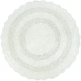 The Home Talk Häkel-Badteppich aus Baumwolle, für Spa, Waschtisch, Küche und Wohnzimmer, wasserabsorbierende Bettwäsche, warme und weiche Teppiche, Badezimmerzubehör, 61 cm, rund, elfenbeinfarben