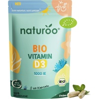 Bio Vitamin D : 100% Natürlich & Hochwertig | 60 Kapseln vegan hochdosiert | bio Vitamin D3 mit Flechtenextrakt für 2 Monate, für Männer und Frauen