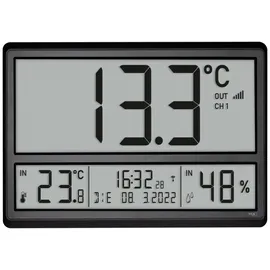 TFA Digitale XL Wanduhr 36,0 cm 60.4523.01 schwarz