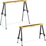 Relaxdays Arbeitsbock, 2er Set, HBT: 91,5 x 106 x 50 cm, höhenverstellbar, Allzweckbock, Tragegriffe, Klappbock, orange