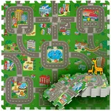 Tectake Puzzlematte Mycity 9 Teilig Mit Stadt und Straßenmotiv Aus Eva Schaumstoff Schadstofffrei 90 50 x 90 50 x 1 cm Bunt