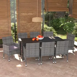 vidaXL Garten-Essgruppe 9-tlg. Grau