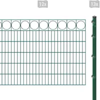 Arvotec Doppelstabmattenzaun "ESSENTIAL 120 zum Einbetonieren "Ring" mit Zierleiste" Zaunelemente Zaunhöhe 120 cm, Zaunlänge 2 - 60 m Gr. H/L: 120cm x 24 m, Pfosten: 13 St., grün (dunkelgrün)