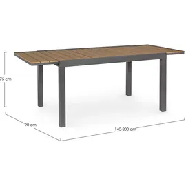 BIZZOTTO Elias Gartentisch 140-200 x 75 cm Anthrazit/Schwarz