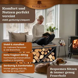 Black Oak Kaminholzbank Ohio Holz 102 x 41 x 35 cm Schwarz