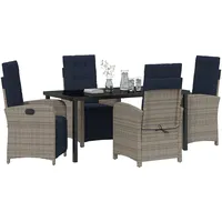 vidaXL 5-teiliges Garten-Ess-Set in Grau Poly-Rattan