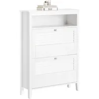 SoBuy Schuhschrank FSR152 80 x 108 x 25 cm mit 2 Klappen / weiß