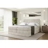altdecor Boxspringbett mit Matratze, Topper, Polsterbett mit, Bettkasten SERENE KING - 180x200 - Beige Casablanca